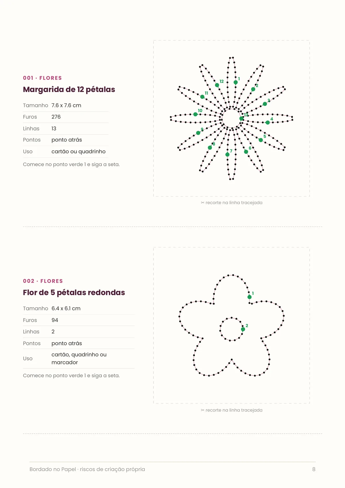 Página real do PDF Bordado no Papel: molde de flores